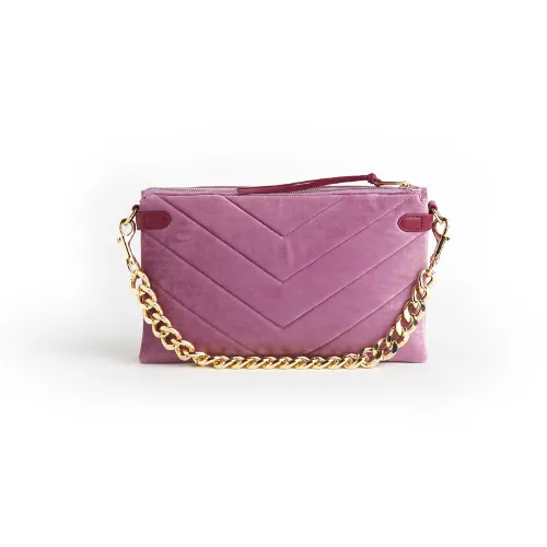 Velvet Envelope Bag with Gold Chain