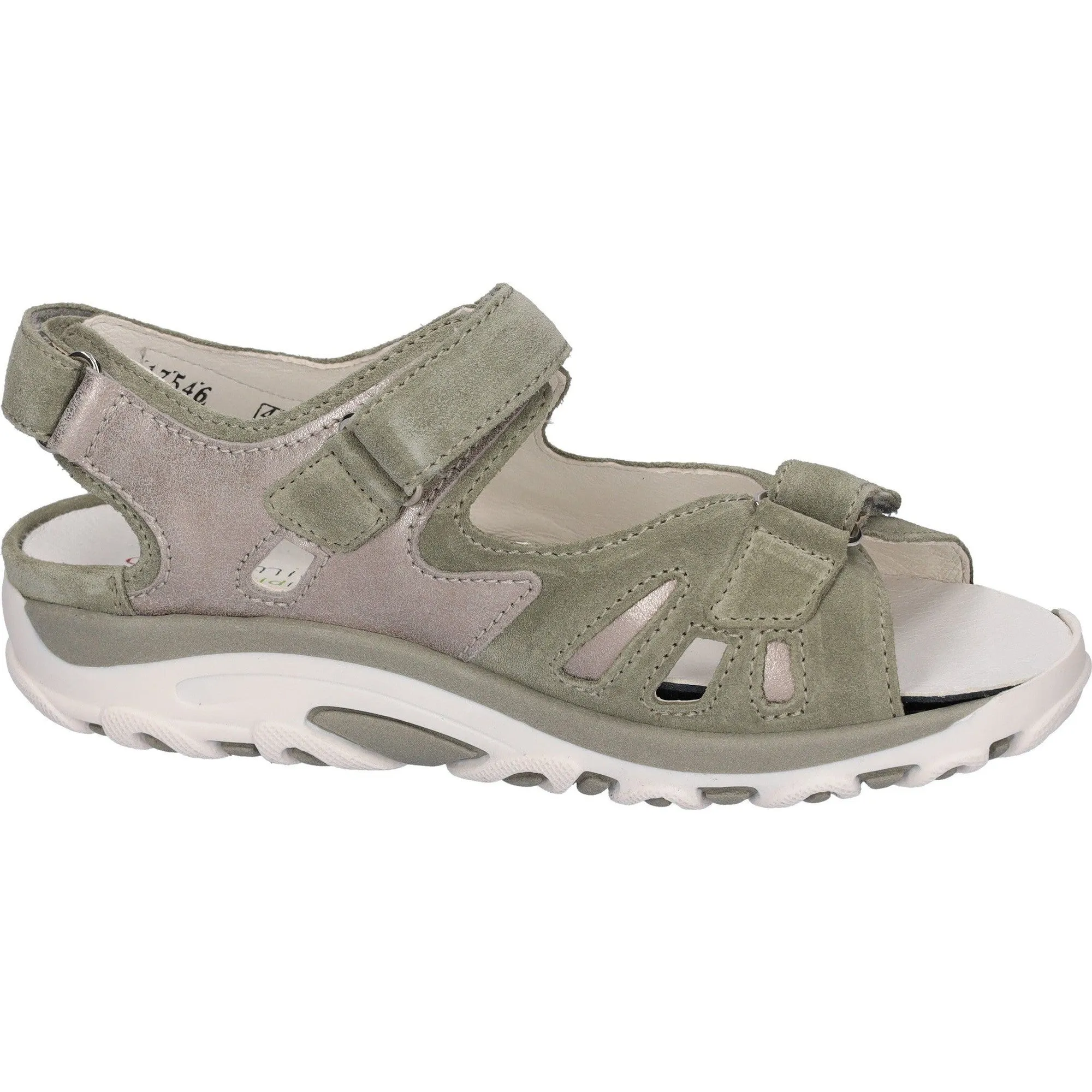 Waldlaufer 448001 235 293 Hanni Ladies Mint Stone Leather Arch Support Touch Fastening Sandals