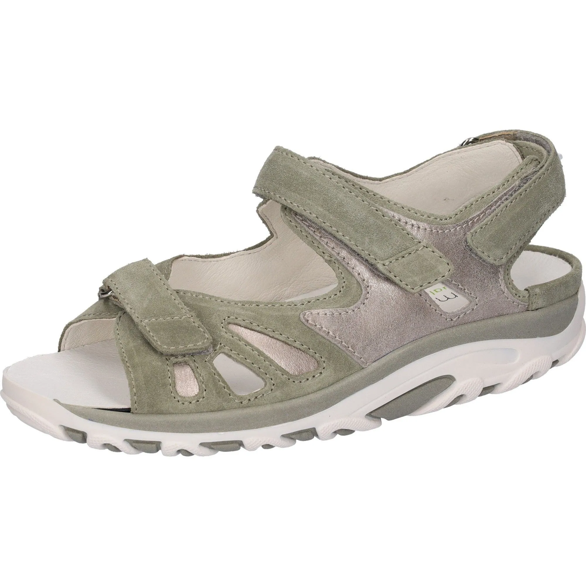 Waldlaufer 448001 235 293 Hanni Ladies Mint Stone Leather Arch Support Touch Fastening Sandals