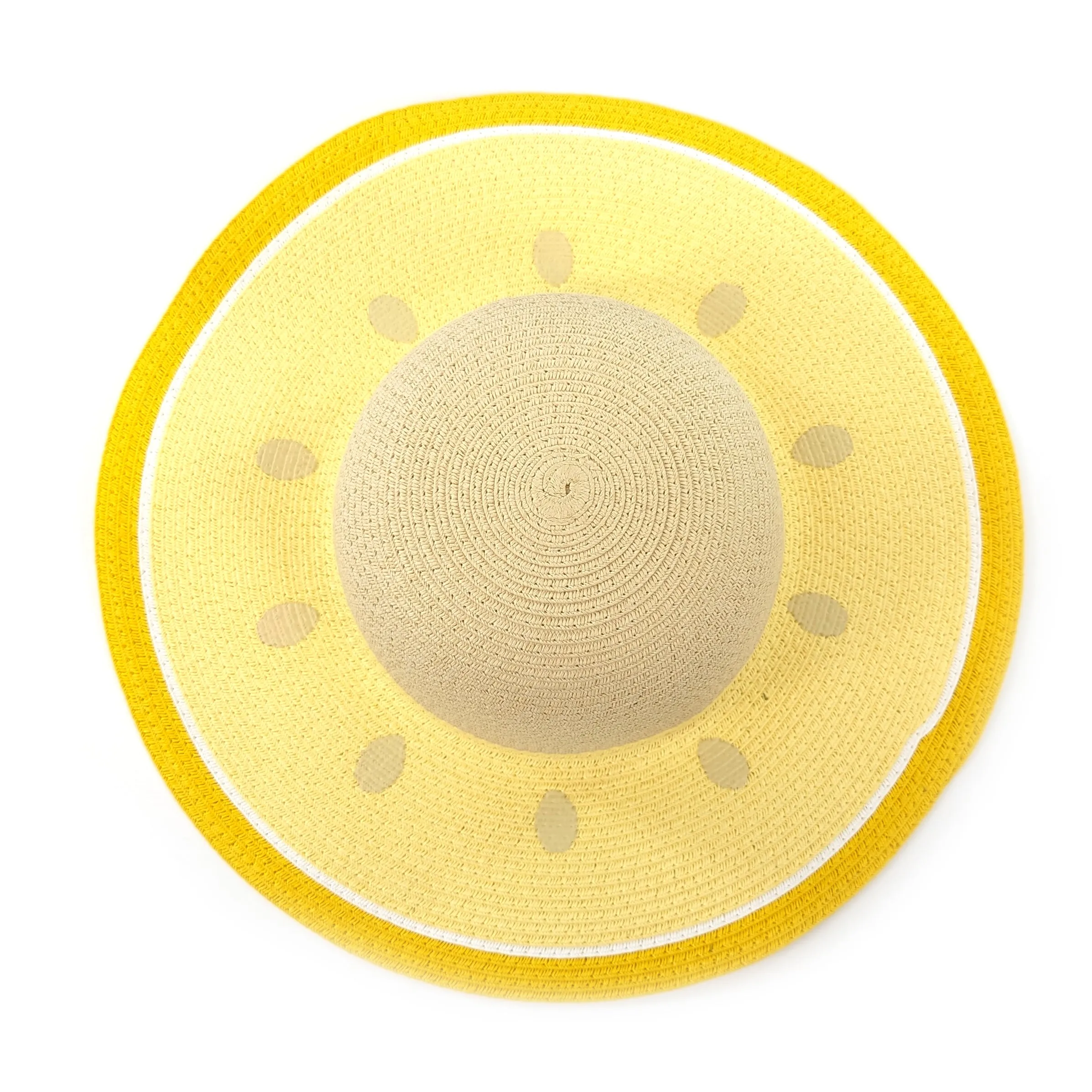 Wide Brim Foldable Sun Hat - Lemon Yellow (57cm)