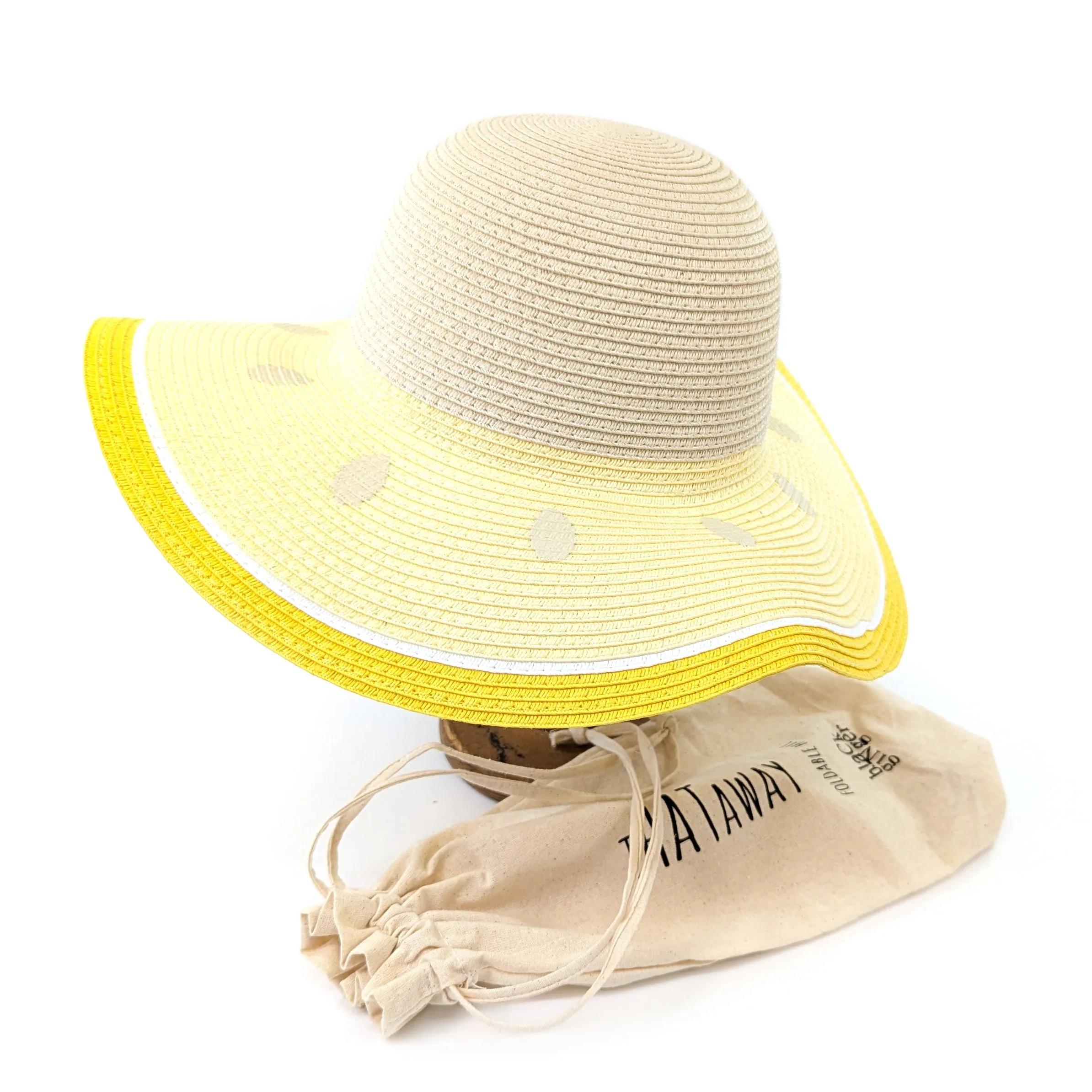 Wide Brim Foldable Sun Hat - Lemon Yellow (57cm)