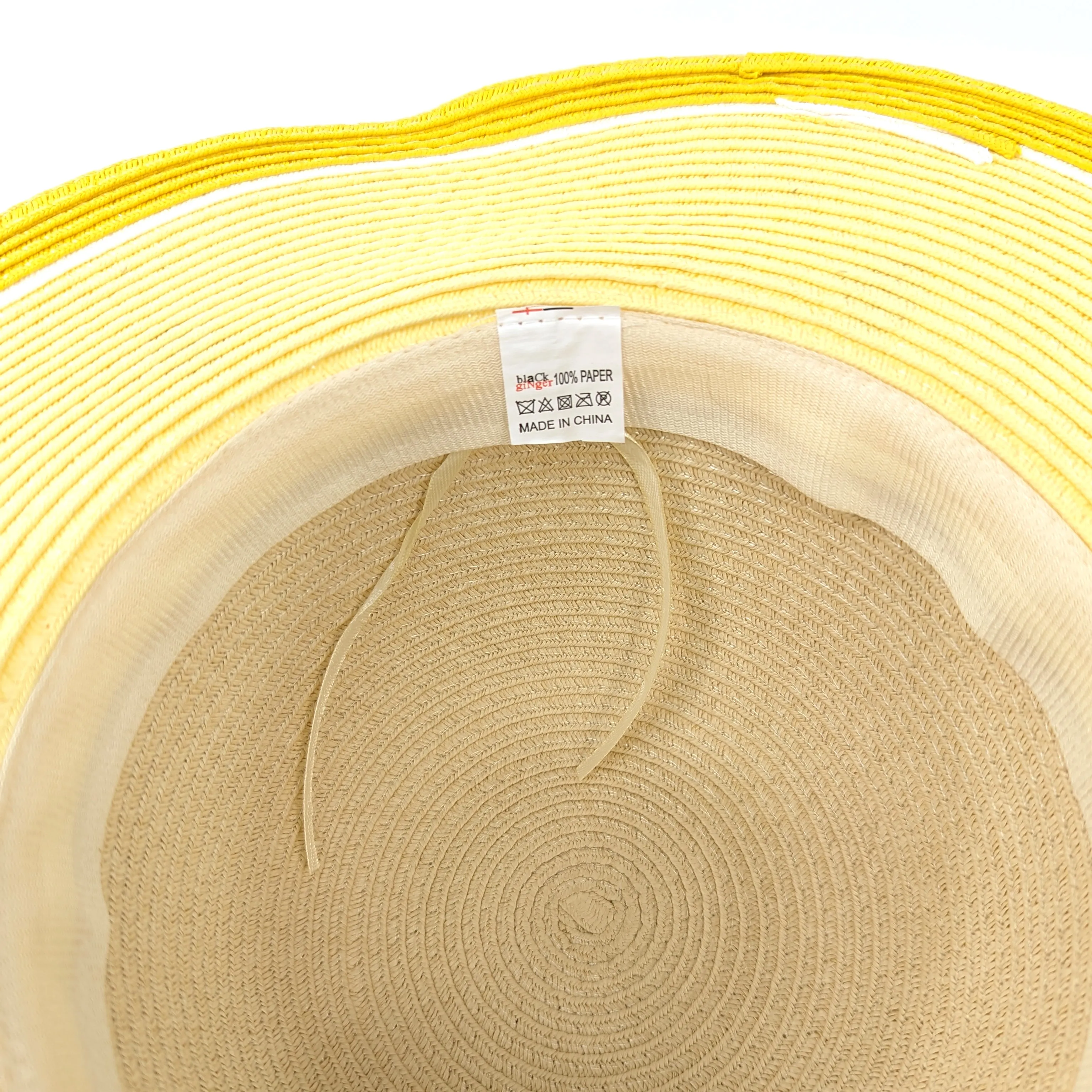 Wide Brim Foldable Sun Hat - Lemon Yellow (57cm)