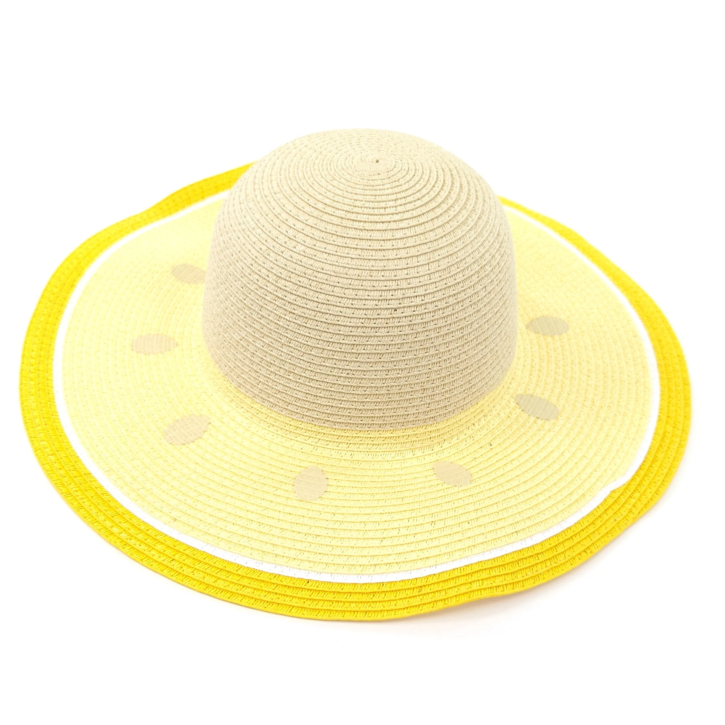 Wide Brim Foldable Sun Hat - Lemon Yellow (57cm)